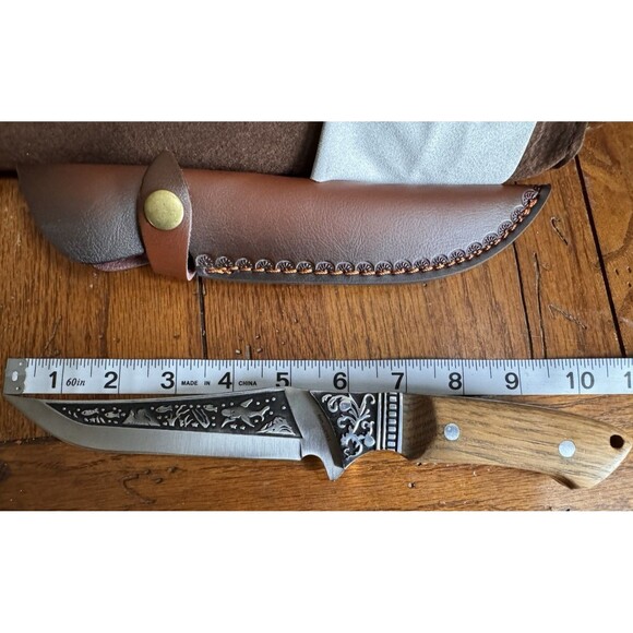 YESWON Fixed 6" Blade Hunting Knife and Leather Sheath New - Picture 7 of 9